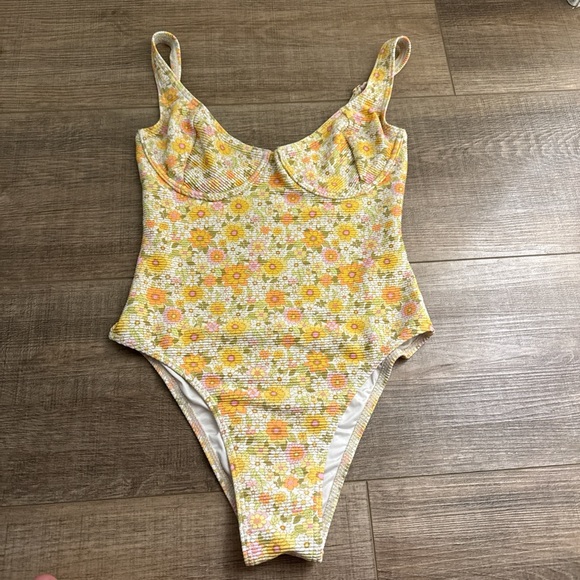 Billabong Other - Billabong Yellow Floral One-Piece Swimsuit